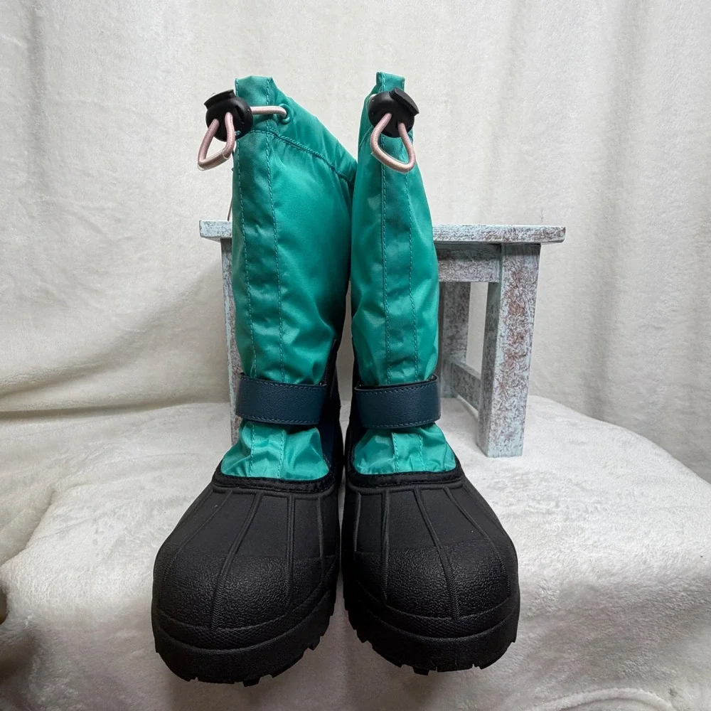 NWT‎ Columbia Snow Boots Kids Size 7 Teal Black Waterproof Insulated BY1324-454